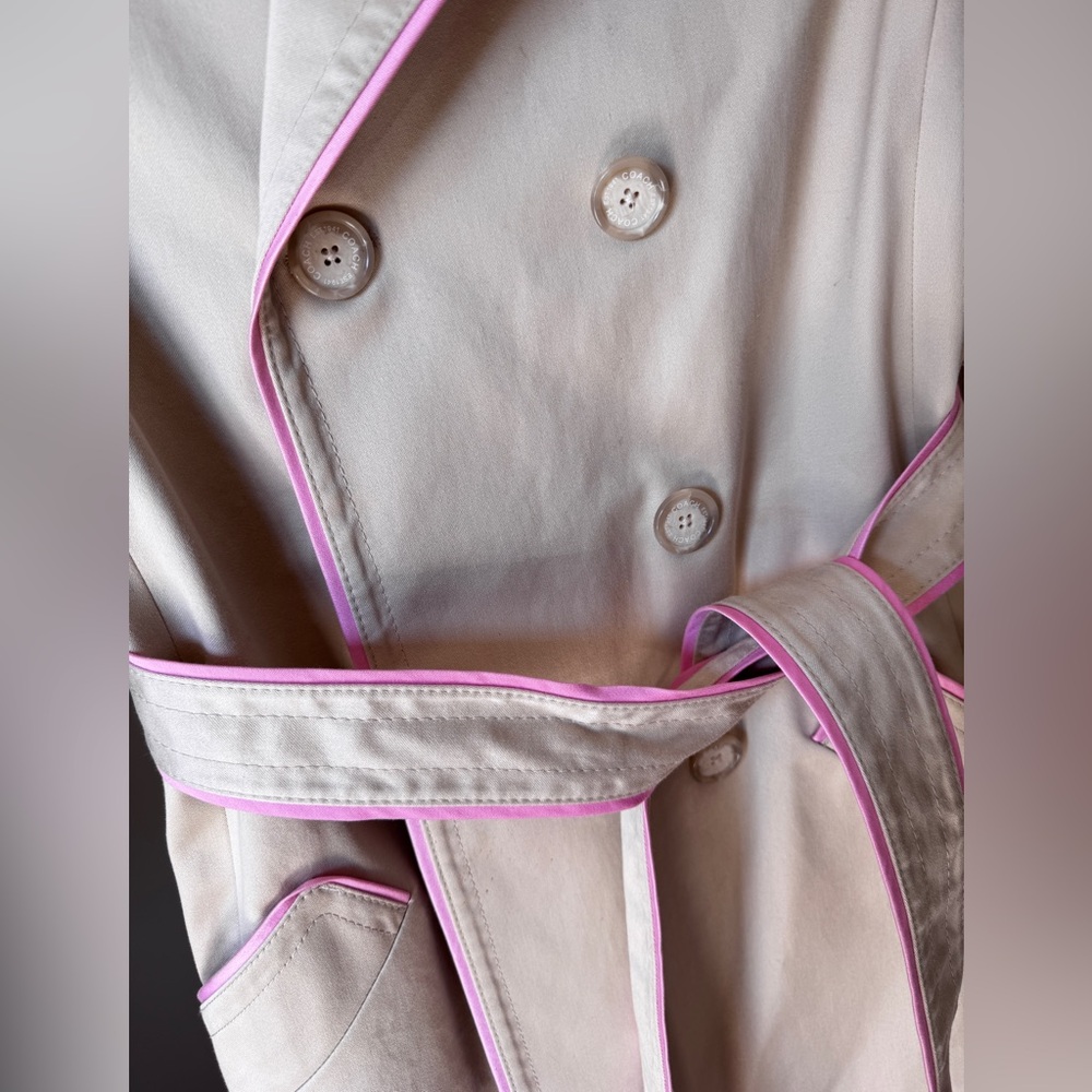Coach Beige Trench Coat with Pink Accents - Picture 3 of 6